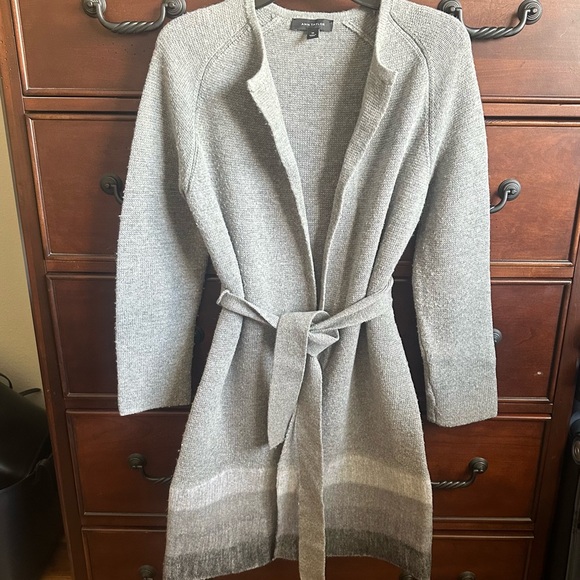 Ann Taylor Sweaters - Ann Taylor Coatigan, GRAY belted cardigan sweater, duster, wrap, XS
